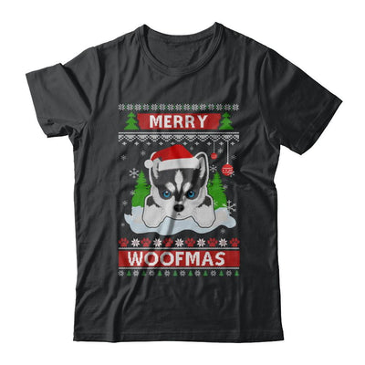 Siberian Husky Merry Woofmas Ugly Christmas Sweater-T-Shirt & Sweatshirt-Classic T-Shirt-Black