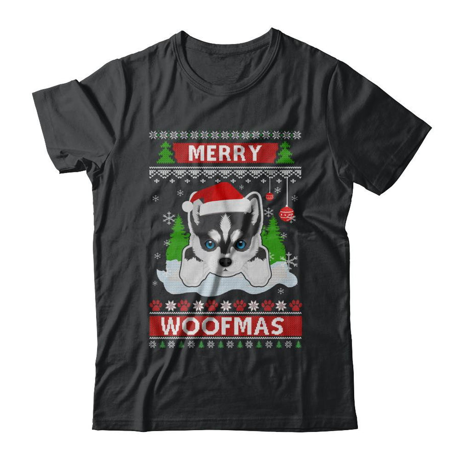 Siberian Husky Merry Woofmas Ugly Christmas Sweater-T-Shirt & Sweatshirt-Classic T-Shirt-Black