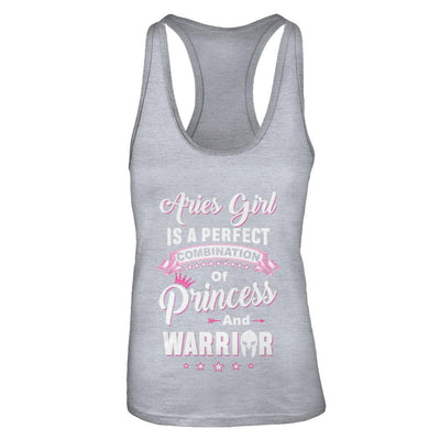 Aries Girl Princess Warrior March April Birthday-T-Shirt & Tank Top-Women's Ideal Racerback Tank-Heather Grey
