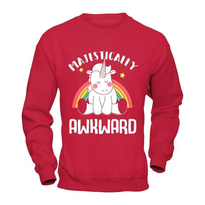 Unicorn Majestically Awkward-T-Shirt & Hoodie-Crewneck Sweatshirt-Red