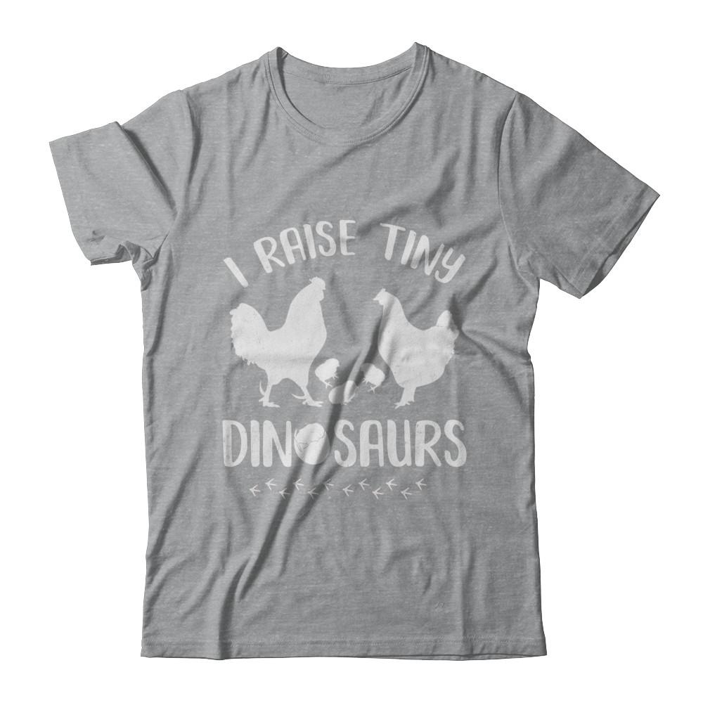 Funny Farmer I Raise Tiny Dinosaurs Chickens-T-Shirt & Hoodie-Classic T-Shirt-Sport Grey