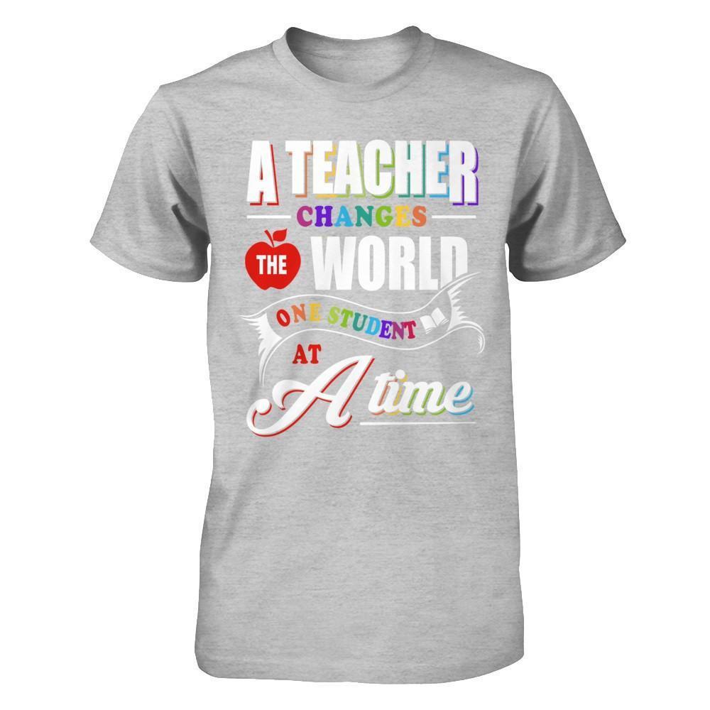 A Teacher Changes The World One Student At A Time-T-Shirt & Hoodie-Premium T-Shirt-Heather Gray