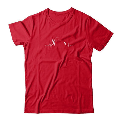 Fishing Heartbeat For Fisherman-T-Shirt & Tank Top-Premium T-Shirt-Red