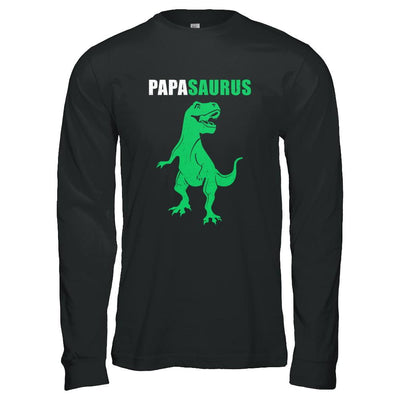 Papasarus Funny Dinosaur First Time Papa Fathers Day-T-Shirt & Hoodie-Long Sleeve T-Shirt-Black