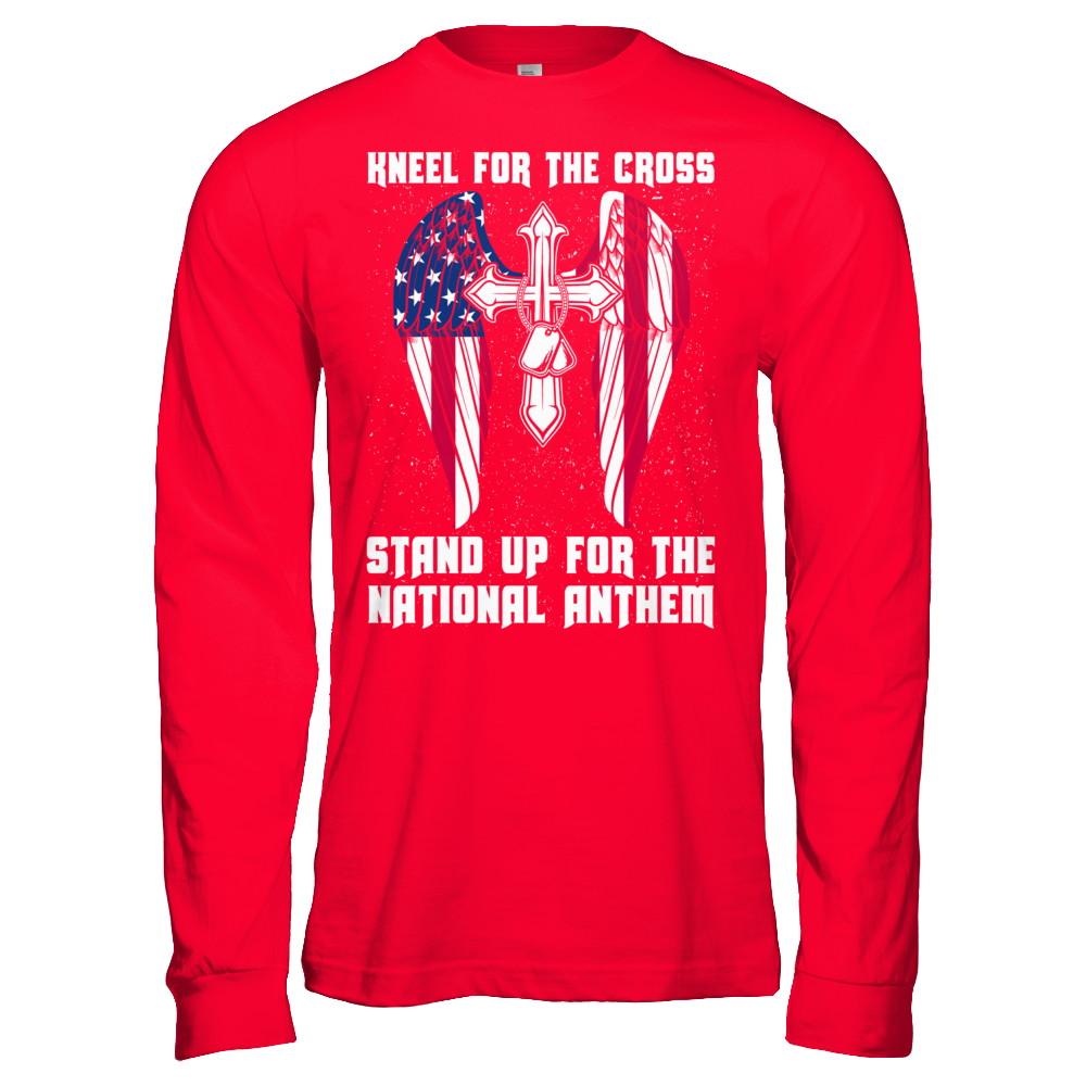 Kneel For The Cross Stand Up For The National Anthem-T-Shirt & Hoodie-Long Sleeve T-Shirt-Red