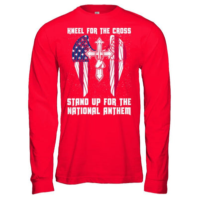 Kneel For The Cross Stand Up For The National Anthem-T-Shirt & Hoodie-Long Sleeve T-Shirt-Red