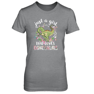 Saurus Just A Girl That Loves Dinosaurs T-Rex Gift-T-Shirt & Tank Top-Women's T-Shirt-Sport Grey