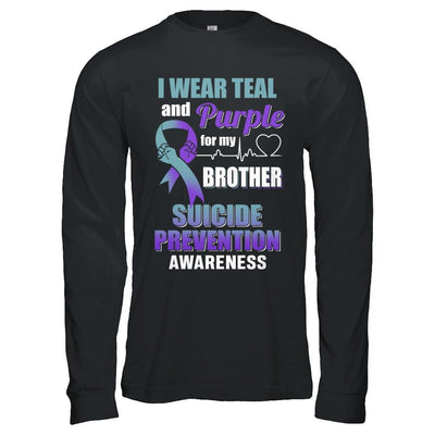 I Wear Teal Purple For My Brother Suicide Prevention-T-Shirt & Hoodie-Long Sleeve T-Shirt-Black