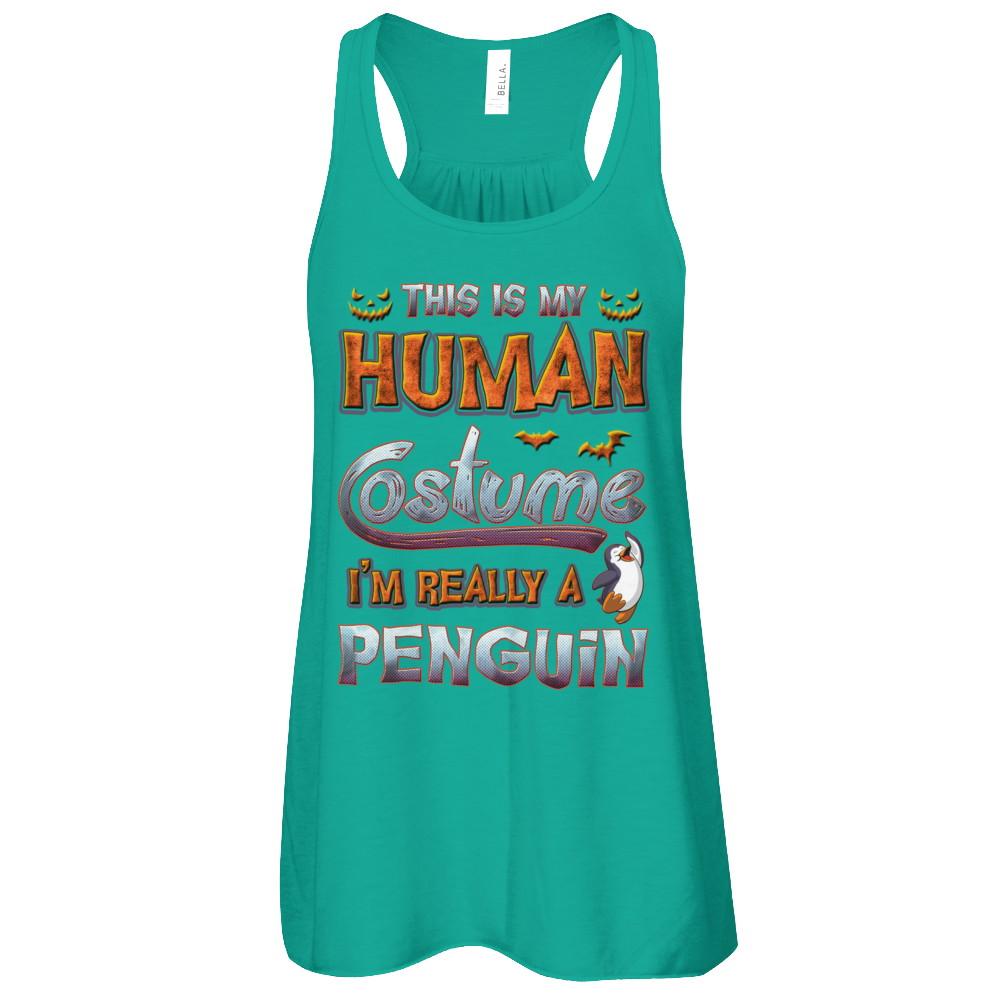 Penguin Halloween My Human Costume I'm Really A Penguin-T-Shirt & Tank Top-Women's Flowy Racerback Tank-Kelly