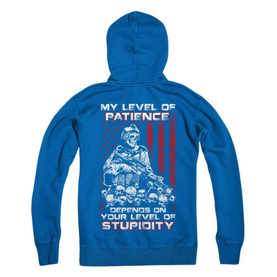 Veteran Men My Level Of Patience Depends On Your Level Of Stupidity-T-Shirt & Hoodie-Pullover Hoodie-Royal