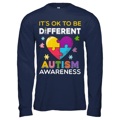 It's Ok To Be Different Autism Awareness Gift 2018-T-Shirt & Hoodie-Long Sleeve T-Shirt-Navy
