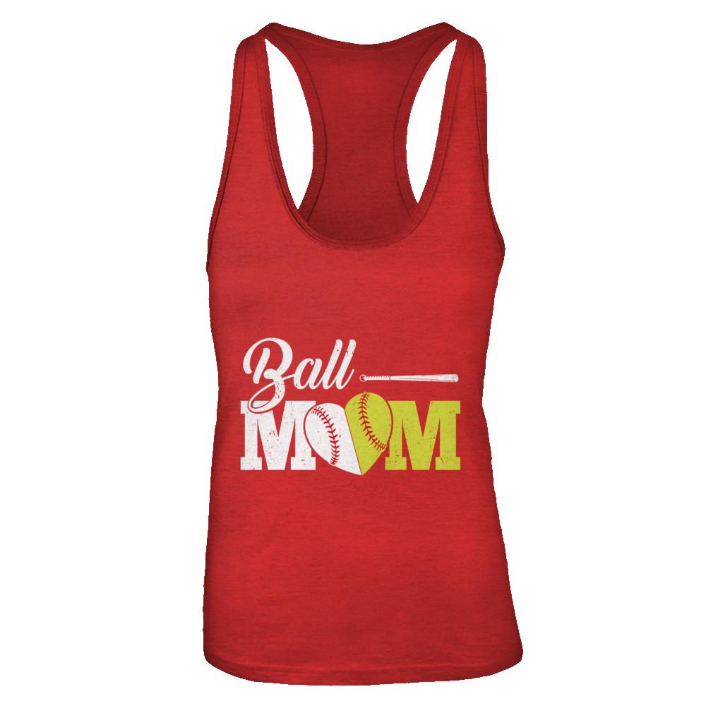 Funny Softball Mom Baseball Mom Mothers Day-T-Shirt & Tank Top-Women's Ideal Racerback Tank-Red