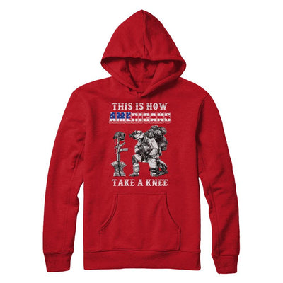 Veteran This Is How Americans Take A Kneel-T-Shirt & Hoodie-Pullover Hoodie-Red