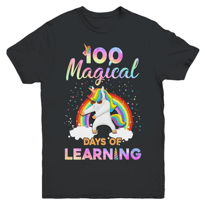 100 Magical Days of Learning Flossing Unicorn Youth-Youth Shirt-Youth T-Shirt-Black