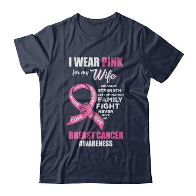 Breast Cancer I Wear Pink For My Wife Husband-T-Shirt & Hoodie-Classic T-Shirt-Navy