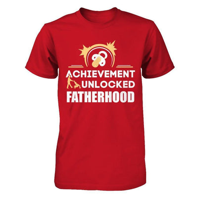 Achievement Unlocked Fatherhood First Time Dad-T-Shirt & Hoodie-Classic T-Shirt-Red