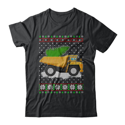 Yellow Dump Truck Trucker Ugly Christmas Sweater-T-Shirt & Sweatshirt-Classic T-Shirt-Black