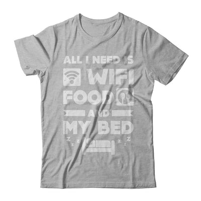 All I Need Is Wifi Food And My Bed-T-Shirt & Hoodie-Premium T-Shirt-Heather Gray