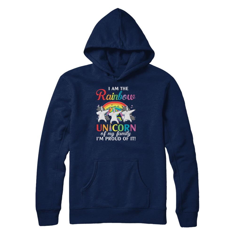 I Am The Rainbow Unicorn Of My Family Lesbian LGBT-T-Shirt & Tank Top-Pullover Hoodie-Navy