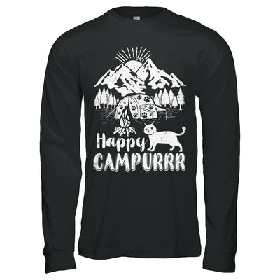 Cats Purr Happy Camppur Camper Camping-T-Shirt & Hoodie-Long Sleeve T-Shirt-Black