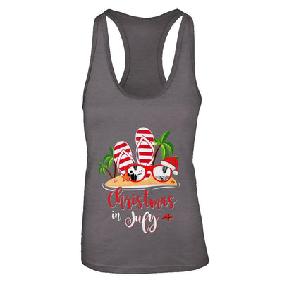 Flip Flop Sunglasses Christmas In July Summer Vacation Beach-T-Shirt & Tank Top-Women's Ideal Racerback Tank-Dark Grey