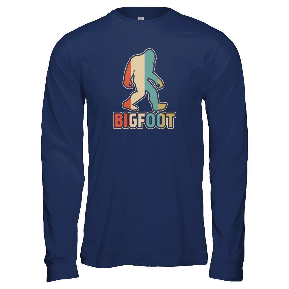 Classic Vintage Retro Style BigFoot-T-Shirt & Tank Top-Long Sleeve T-Shirt-Navy