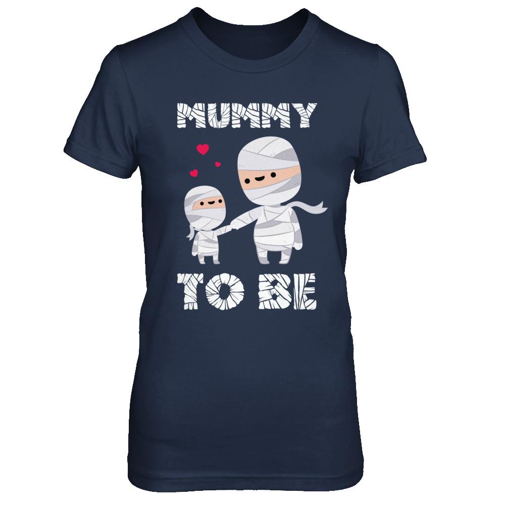 Cute Funny Mummy To Be Pregnant Mom Halloween-T-Shirt & Hoodie-Women's T-Shirt-Navy