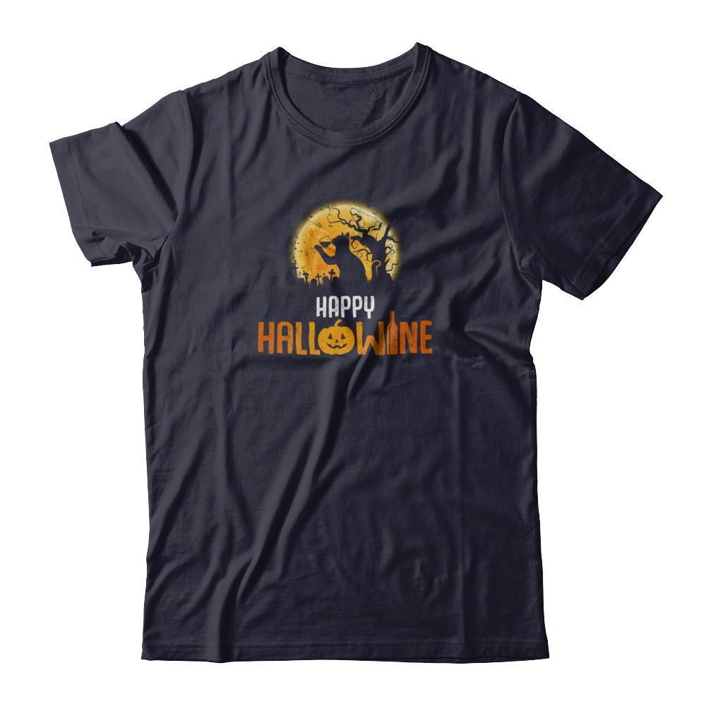 Happy Hallowine Drinking Wine Cat Lover 2017-T-Shirt & Tank Top-Premium T-Shirt-Midnight Navy