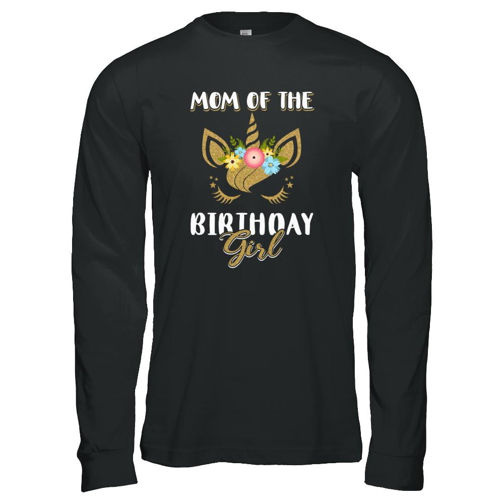 Cute Unicorn Mom Of The Birthday Girl-T-Shirt & Tank Top-Long Sleeve T-Shirt-Black