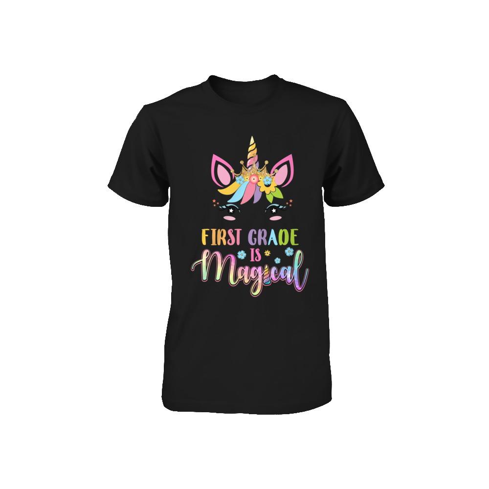First Grade Is Magical Unicorn Back To School 1st Grade Youth-Youth Shirt-Toddler T-Shirt-Black