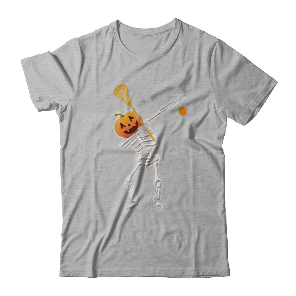Halloween Dabbing Skeleton Lacrosse-T-Shirt & Hoodie-Premium T-Shirt-Heather Gray