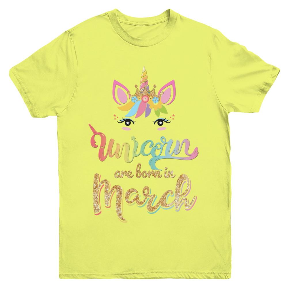 Cute Unicorns Are Born In March Birthday Gift Youth-Youth Shirt-Youth T-Shirt-Daisy
