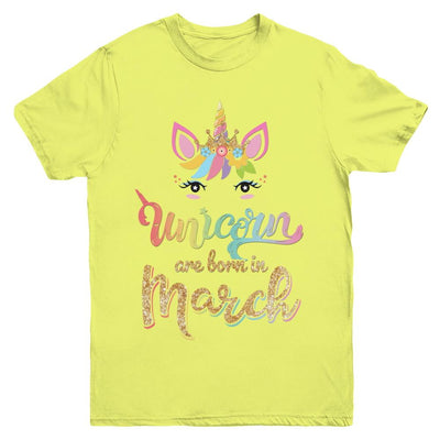 Cute Unicorns Are Born In March Birthday Gift Youth-Youth Shirt-Youth T-Shirt-Daisy