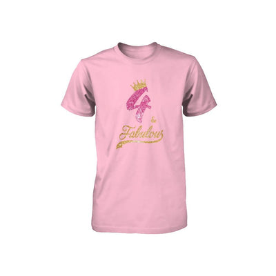 4Th And Fabulous Four Birthday Youth-Youth Shirt-Youth T-Shirt-Neon Pink