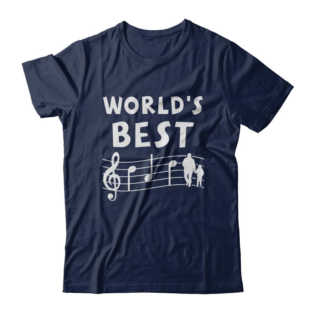 World's Best Dad Ever Treble Clef Musician Fathers Day-T-Shirt & Hoodie-Classic T-Shirt-Navy