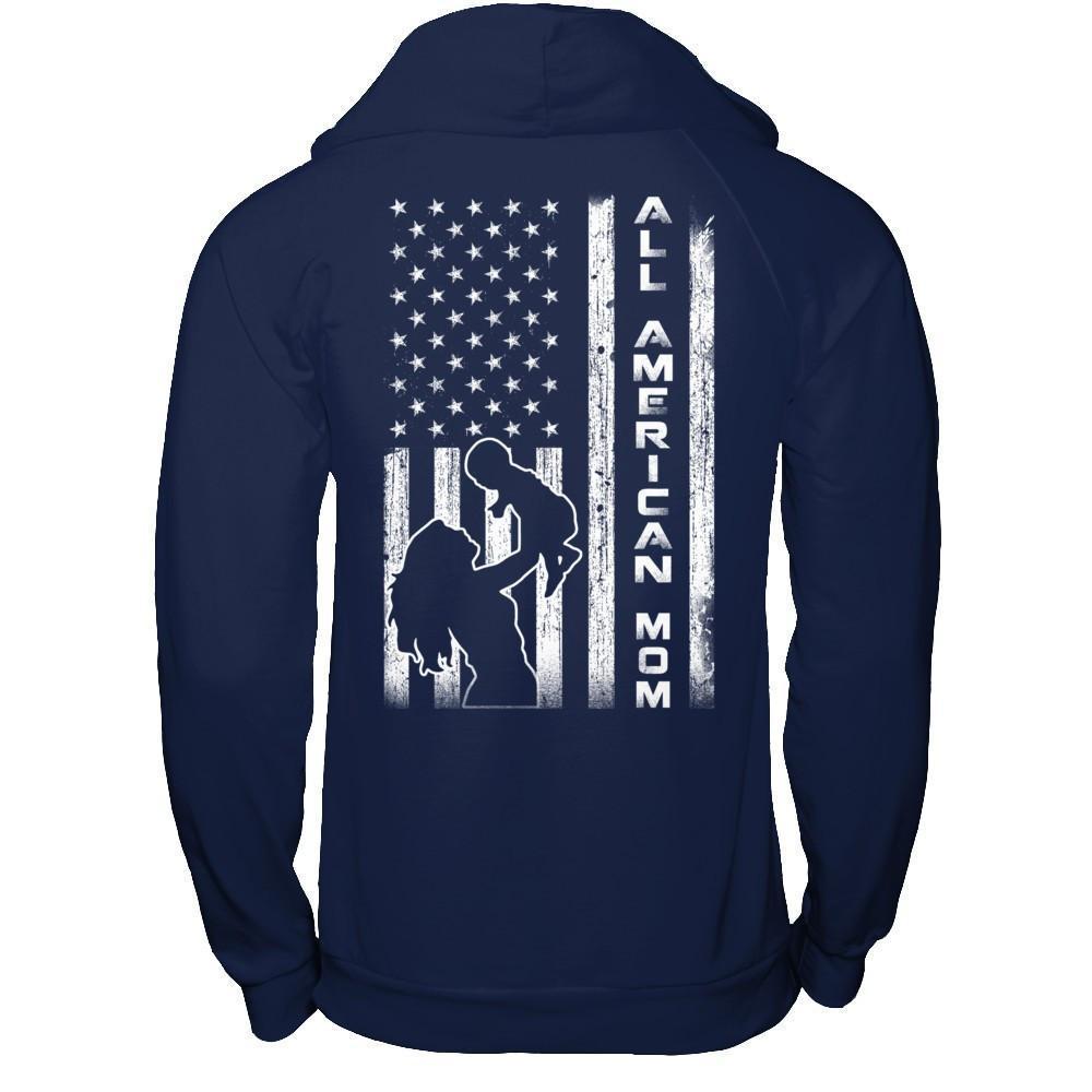 All American Mom Flag-T-Shirt & Hoodie-Pullover Hoodie-Navy