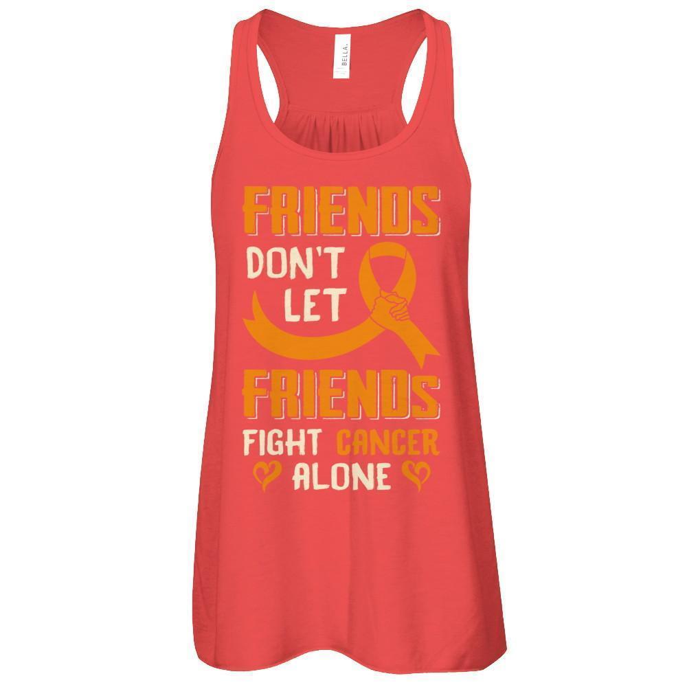 Friends Don't Let Friends Fight Cancer Alone Orange Awareness-T-Shirt & Tank Top-Women's Flowy Racerback Tank-Red