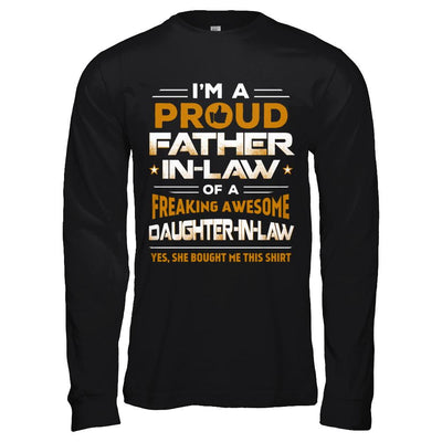 Proud Father-In-Law Freaking Awesome Daughter-In-Law-T-Shirt & Hoodie-Long Sleeve T-Shirt-Black