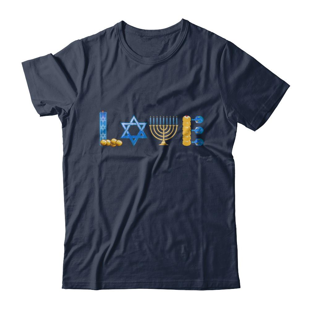 Jewish Love Happy Hanukkah Star Heart Gift-T-Shirt & Sweatshirt-Classic T-Shirt-Navy
