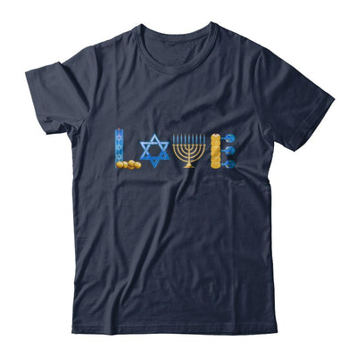Jewish Love Happy Hanukkah Star Heart Gift-T-Shirt & Sweatshirt-Classic T-Shirt-Navy