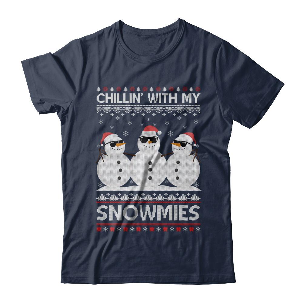 Chillin With My Snowmies Ugly Christmas Sweater-T-Shirt & Sweatshirt-Classic T-Shirt-Navy