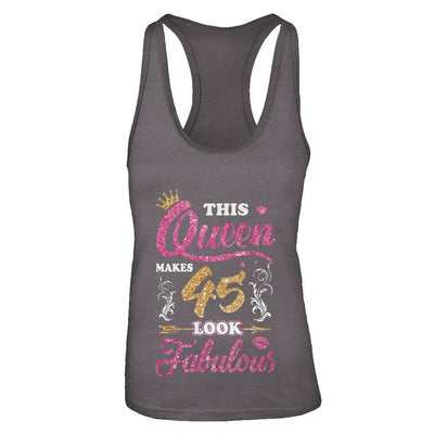 This Queen Makes 45 Look Fabulous 1976 45th Birthday-T-Shirt & Tank Top-Women's Ideal Racerback Tank-Dark Grey