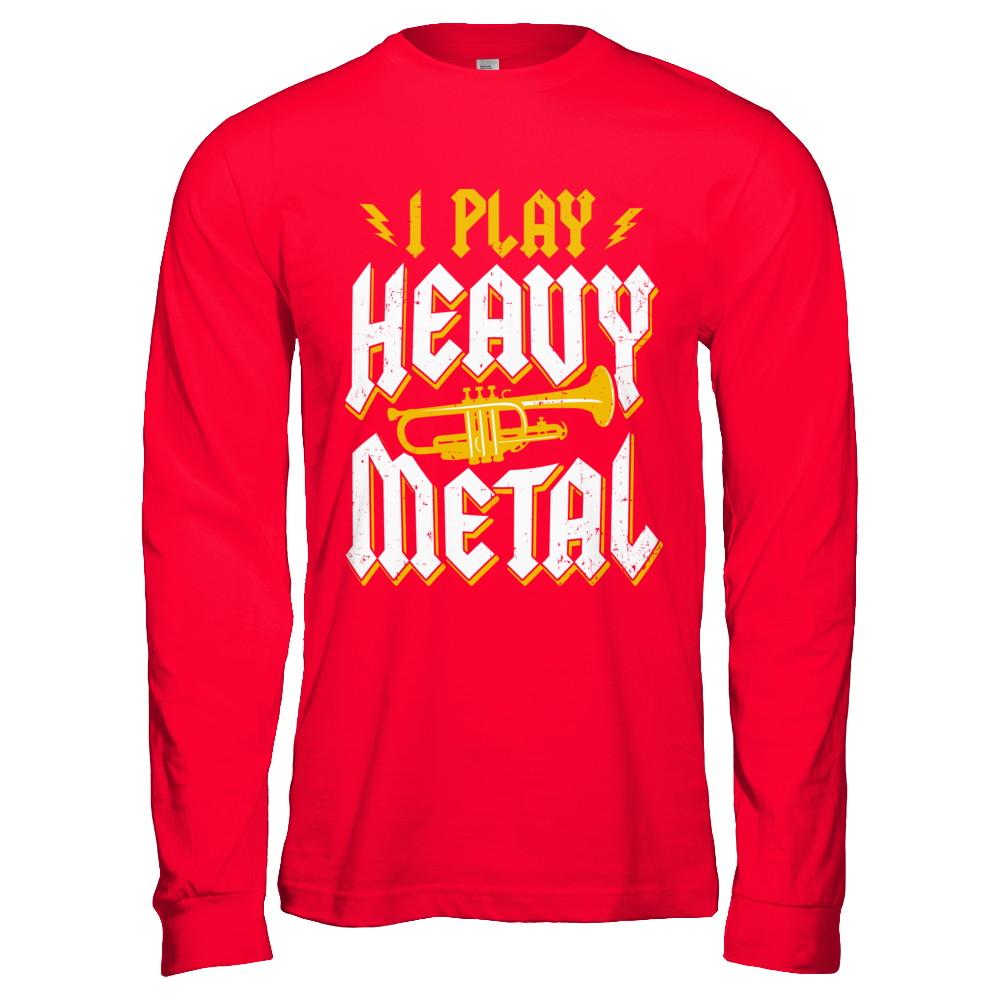 I Play Heavy Metal Trumpet Music Player-T-Shirt & Hoodie-Long Sleeve T-Shirt-Red