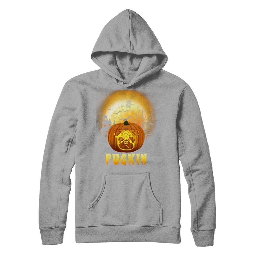 Halloween Pugkin Funny Pumpkin Pug-T-Shirt & Hoodie-Pullover Hoodie-Light Steel