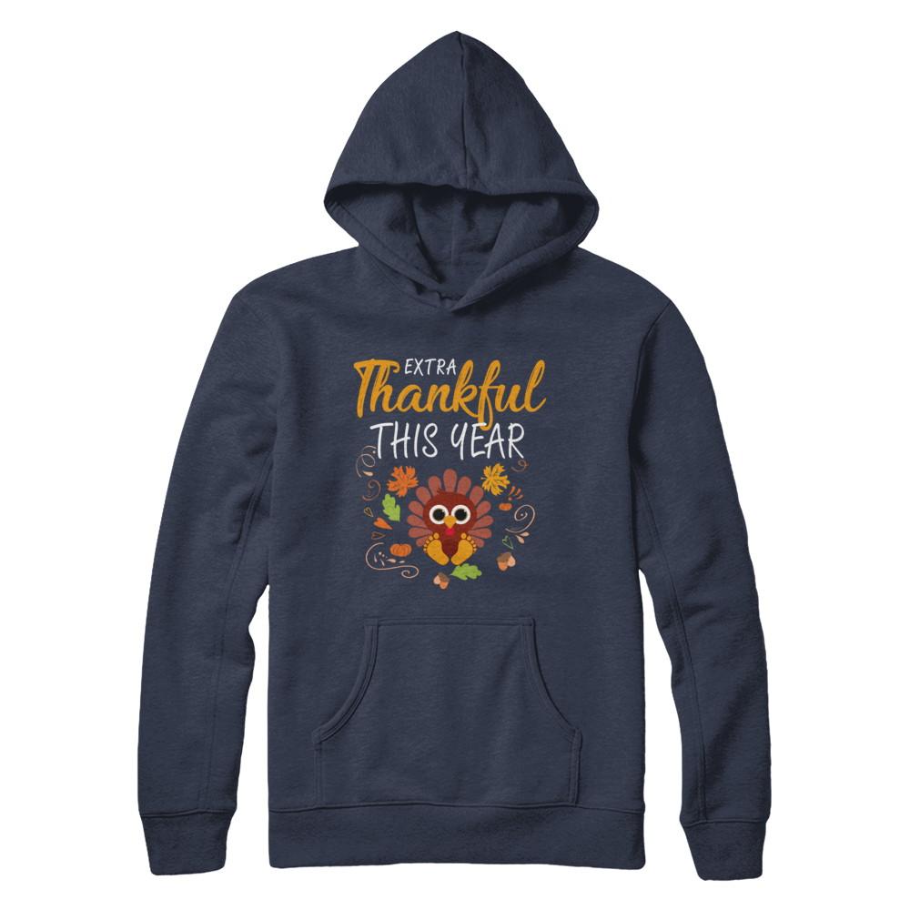 Thankful Pregnancy Mom Turkey Thanksgiving-T-Shirt & Sweatshirt-Pullover Hoodie-Navy