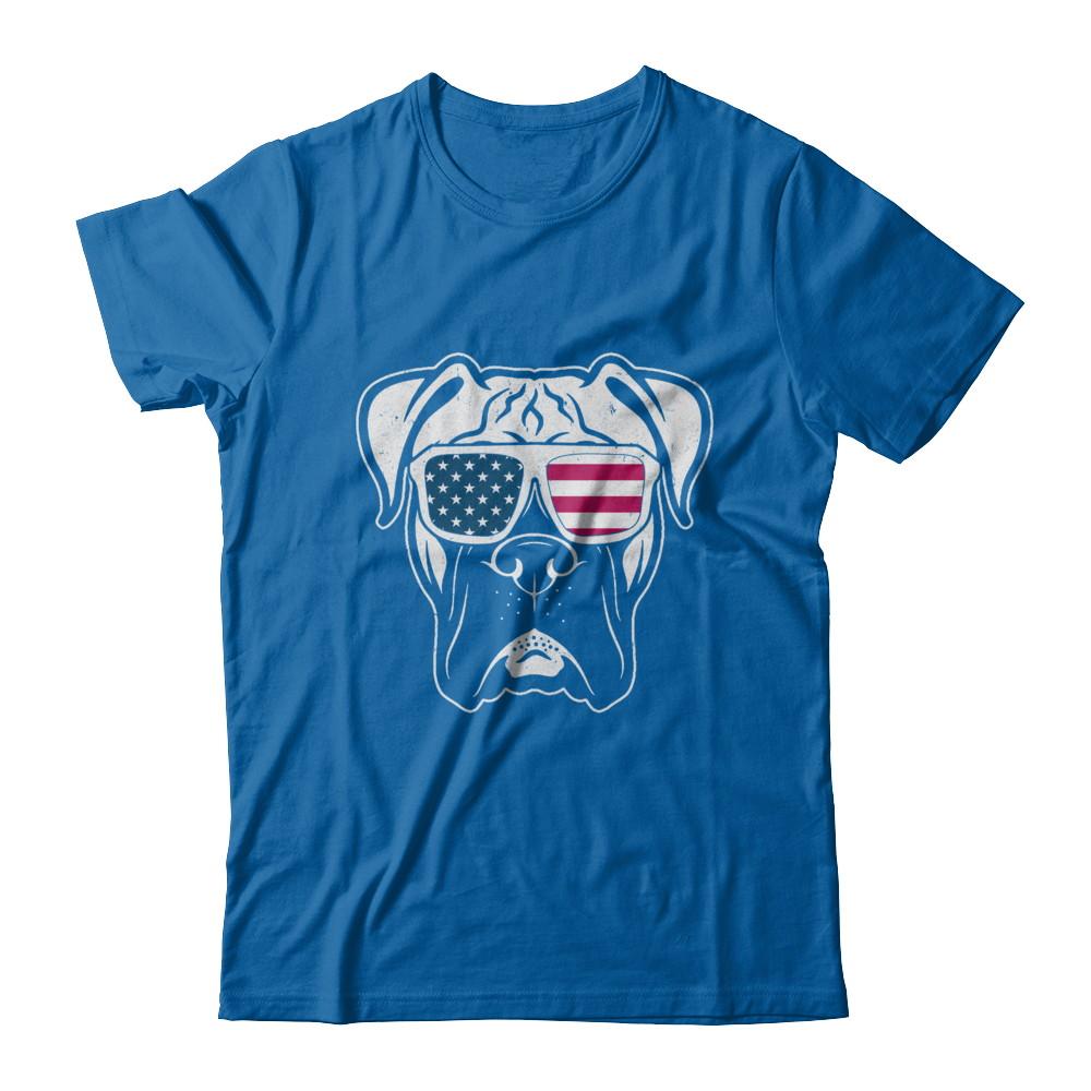 Boxer Dog American Flag Glasses 4Th Of July-T-Shirt & Hoodie-Classic T-Shirt-Royal