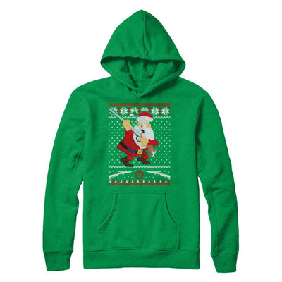 Santa Gun Hunting Ugly Christmas Sweater Funny-T-Shirt & Sweatshirt-Pullover Hoodie-Irish Green