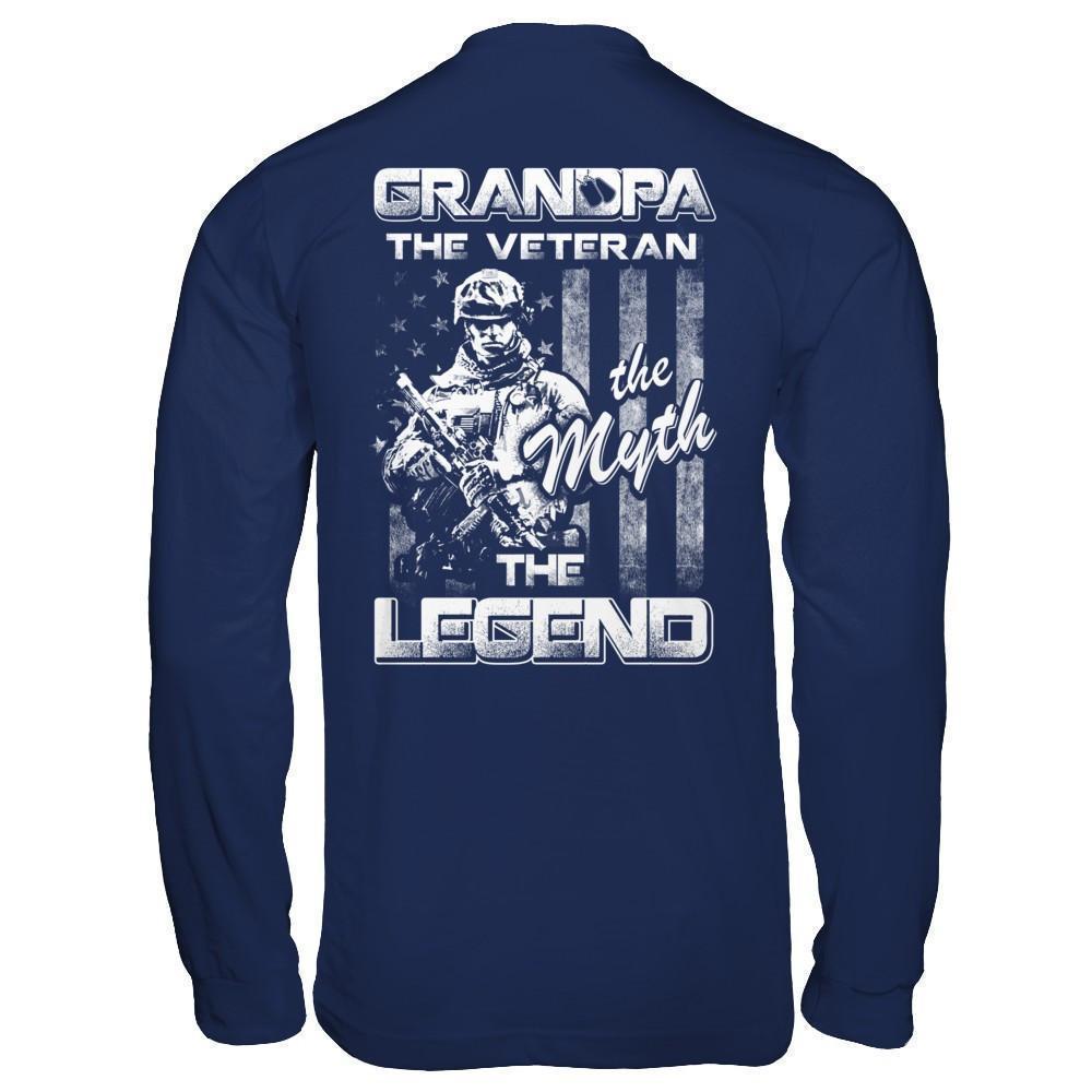 Grandpa The Veteran The Myth The Legend-T-Shirt & Hoodie-Long Sleeve T-Shirt-Navy