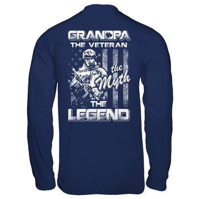 Grandpa The Veteran The Myth The Legend-T-Shirt & Hoodie-Long Sleeve T-Shirt-Navy