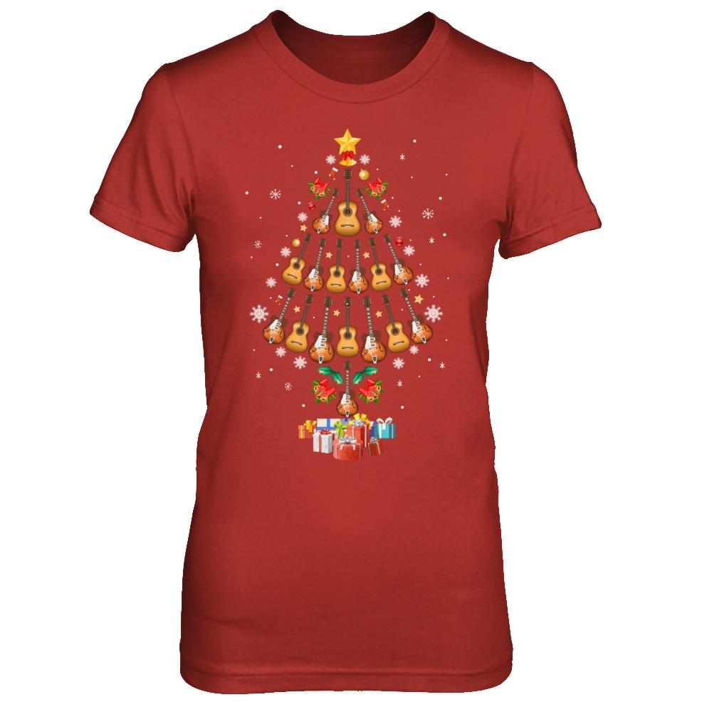 Music Guitar Christmas Tree Merry Xmas Gift-T-Shirt & Sweatshirt-Women's T-Shirt-Red